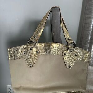 Italian 100% Genuine Real Leather Purse Crocodile Texture Tote Bag
